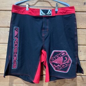Bad Boy Legacy Pro Series MMA Fight Shorts Black Red Size 36